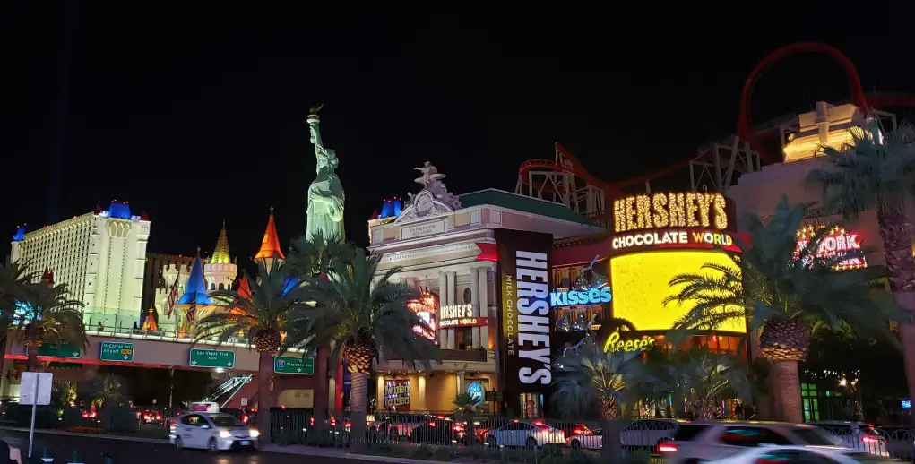 Lots of lights and casinos on the Las Vegas Strip for a celebration