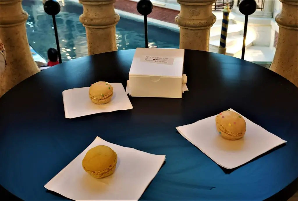 macaron snacks on a napkin on a table in las vegas