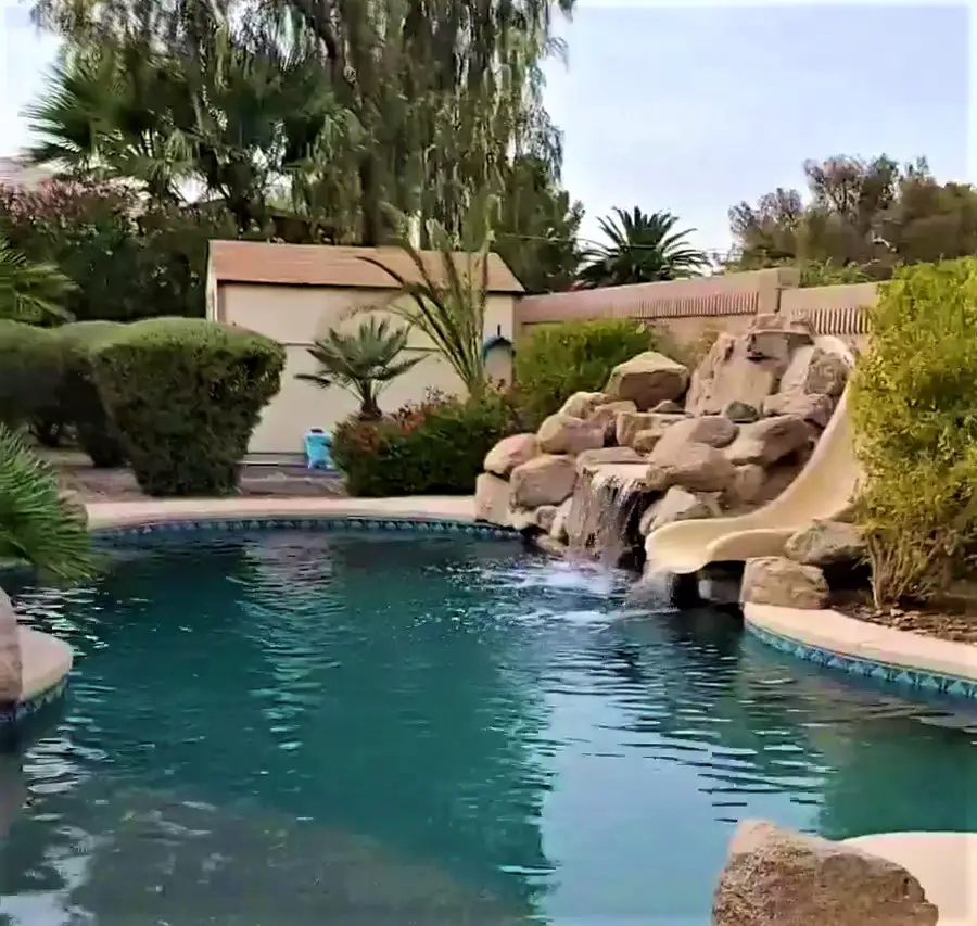 pool and slide at the las vegas mansion for my birthday in las vegas