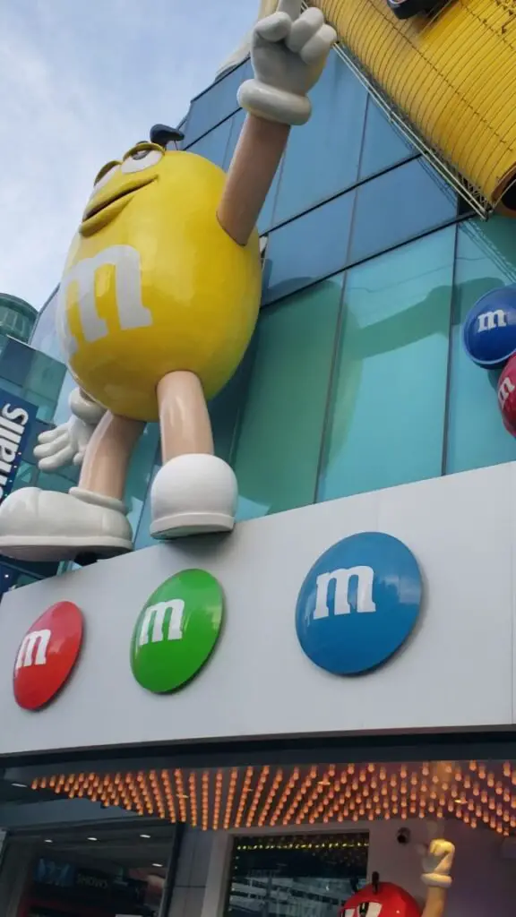 giant M&M guys and candy at the M&M store in Las Vegas