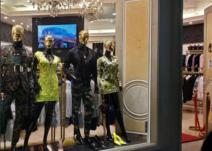 Mannequins in a window modeling fashions while Shopping the Las Vegas Malls for 50th birthday gifts