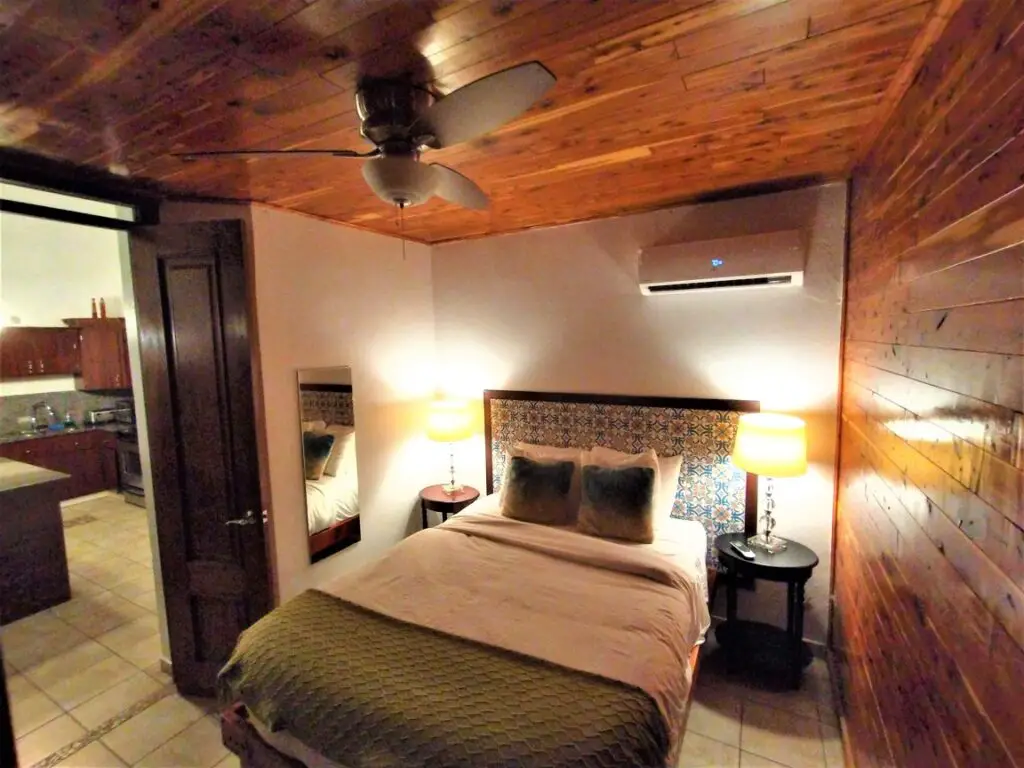 bed with room overlooking the kitchen in a hotel room in san juan puerto rico - bedroom 1