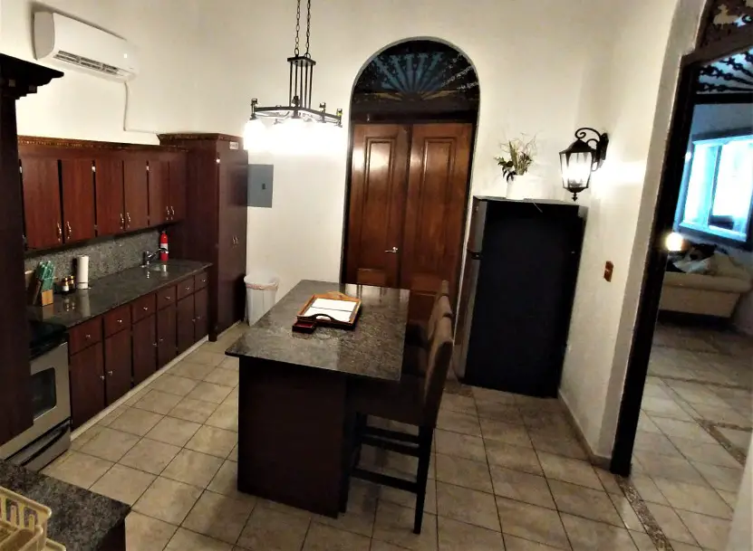 center counter in the Huge kitchen in the Presidential Suite at Fortaleza Suites in San Juan Puerto Rico