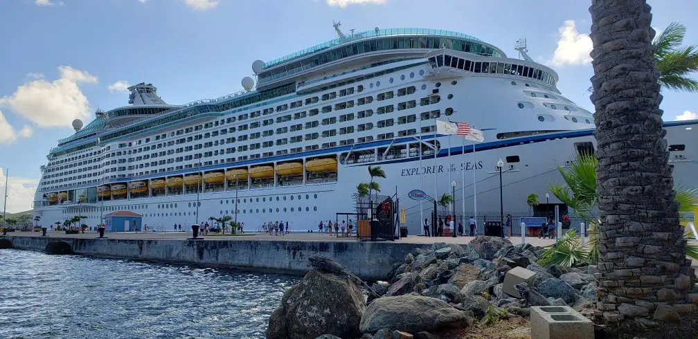 cruise ship in water at port - RCCL Explorer of the Seas in St Thomas