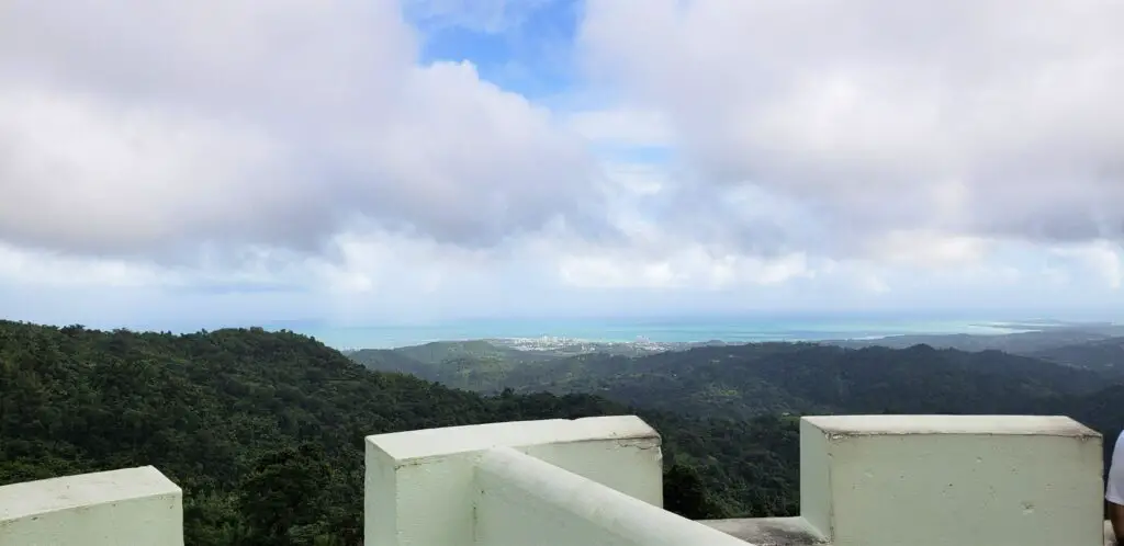 landscape of trees and water in the distance - Beautiful view from Yokahu Tower in El Yunque National Forest