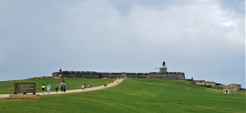 large green field in front of Castillo San Felipe del Morro in old san juan puerto rico