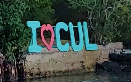 I heart CUL on Culebra Island on the dock near the ferry in Puerto Rico