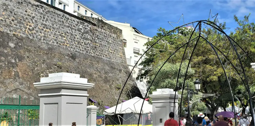 large stone wall - Old San Juan City wall in Puerto Rico