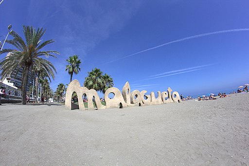 Malagueta text on the sandy beach