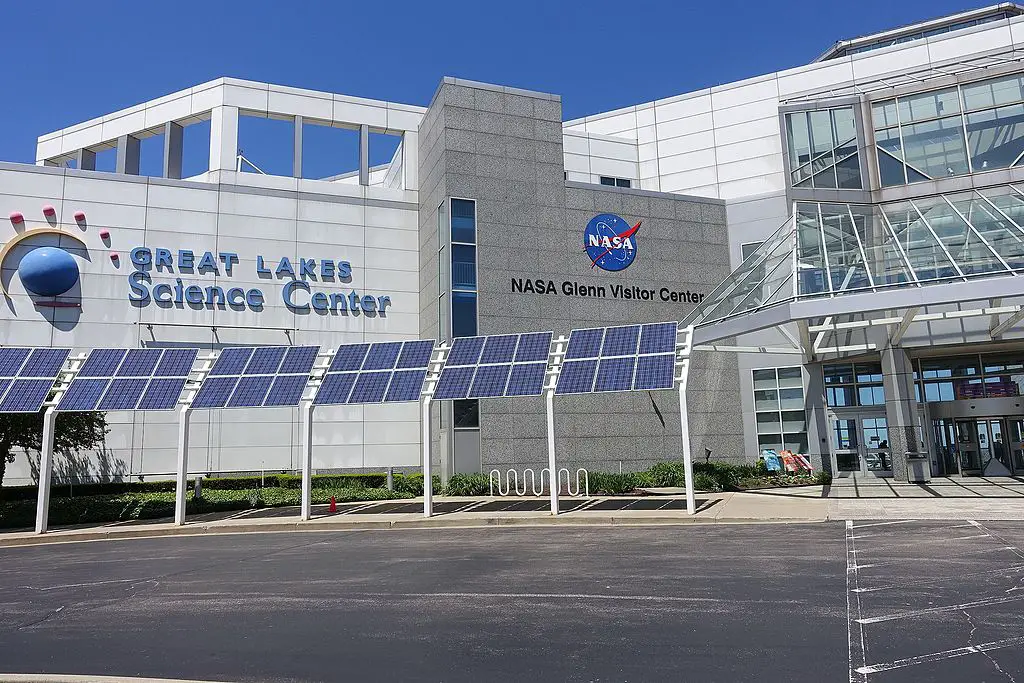 white Great Lakes Science Center building