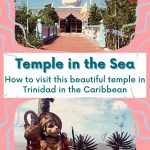 Hindu temple in the middle of the sea and a golden statue diety