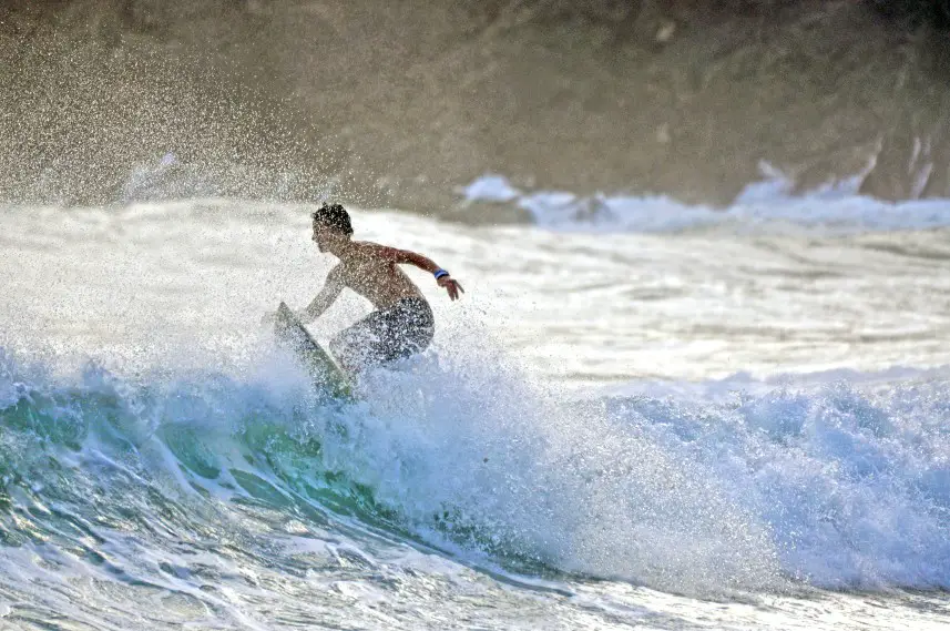 Surfer on a wave in Trinidad