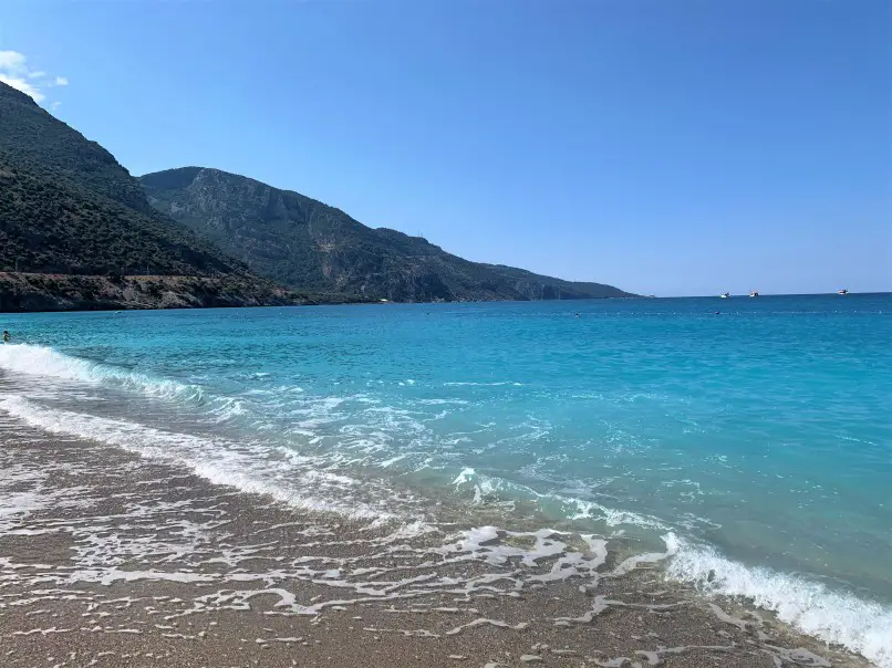 blue water and sandy beach at Beautiful Oludeniz Beach is one of the best things to do in Fethiye