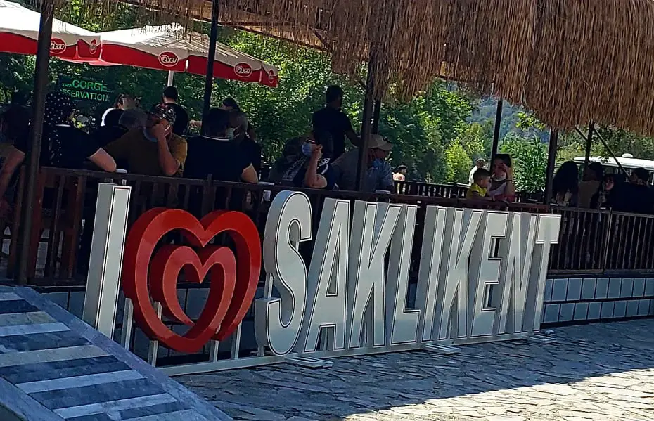 I love Saklikent sign on a day trip from Fethiye
