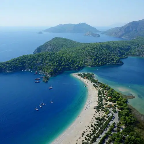 aerial view of Oludeniz Blue Lagoon - beautiful beach in Fethiye Turkey