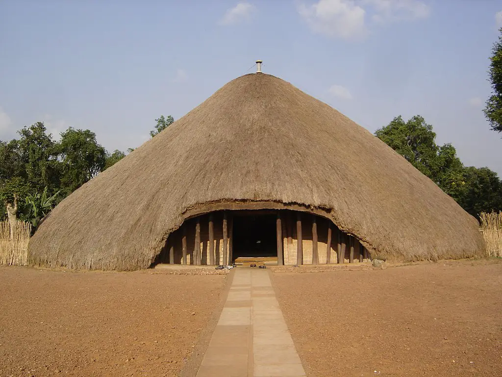 triangular buildling made of vegetation in Kampala