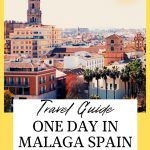 colorful old buildings in the sunshine in Malaga Spain PIN