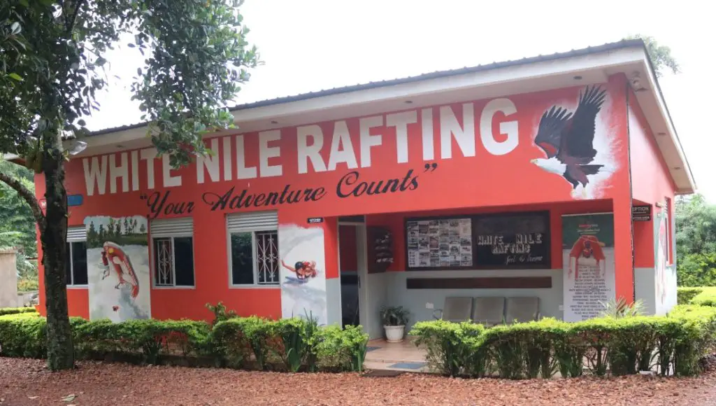 red building office of White Nile Rafting Uganda