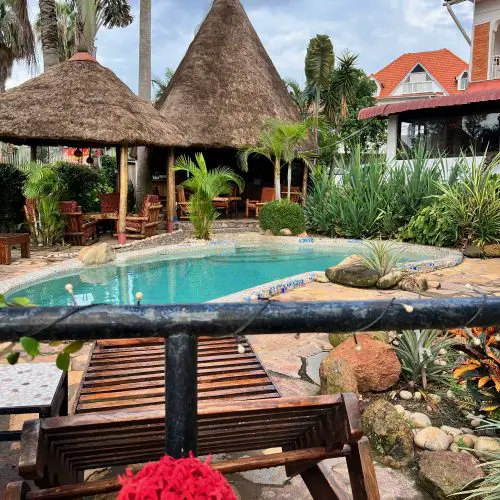 Pool view at Two Friends Hotel in Entebbe Uganda