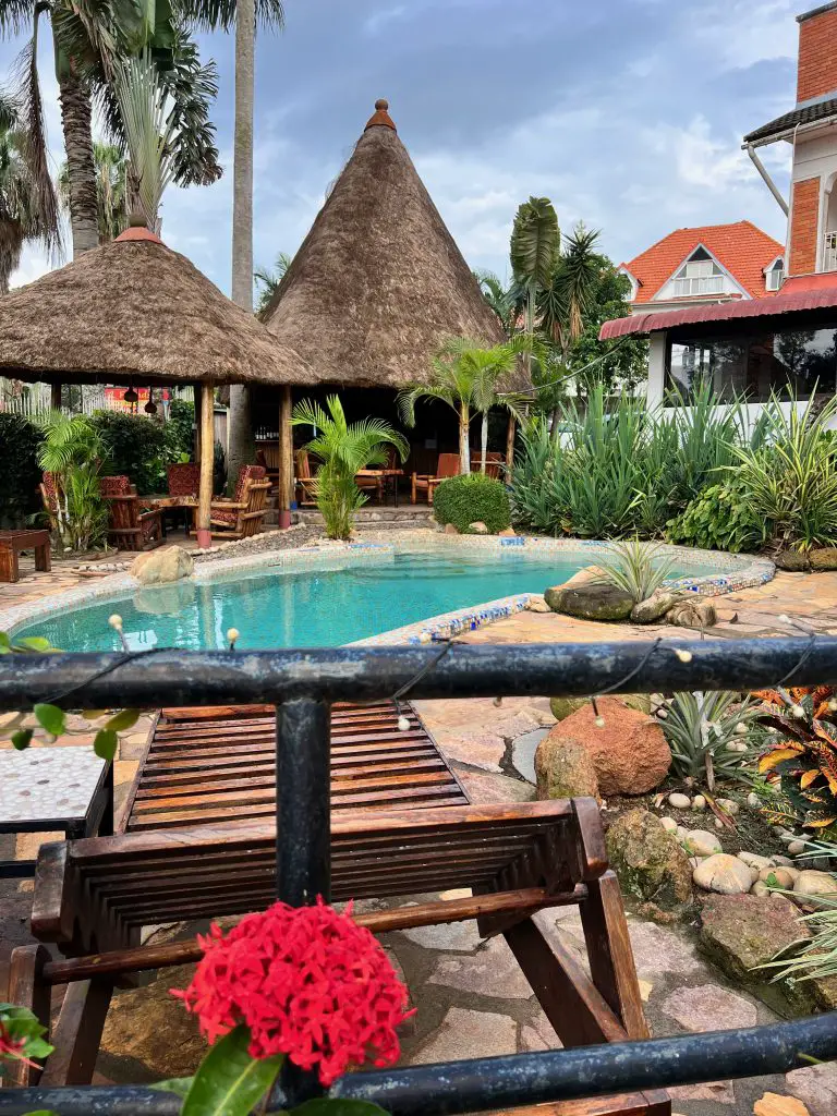 Pool view at Two Friends Hotel in Entebbe Uganda