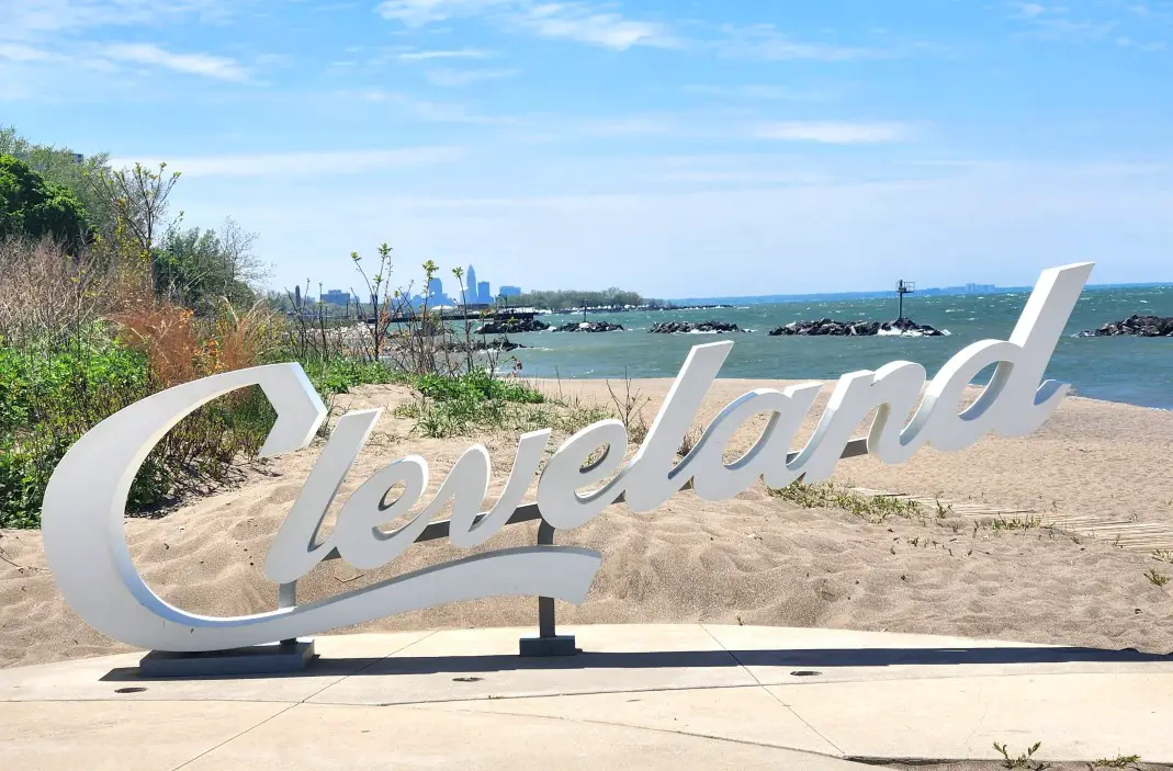 Euclid Beach with Cleveland Sign