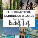 palm trees, beaches, cystal blue water and colorful buildings on Caribbean Island Destinations