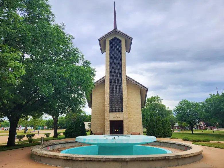 chapel with fountain in front - place of mediation in abilene kansas