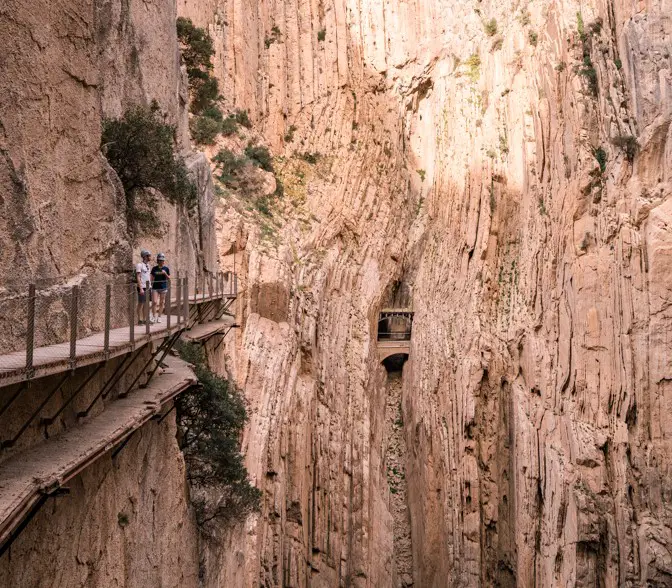 view of a walkway on the side of a ledge at caminito-del-rey-spain