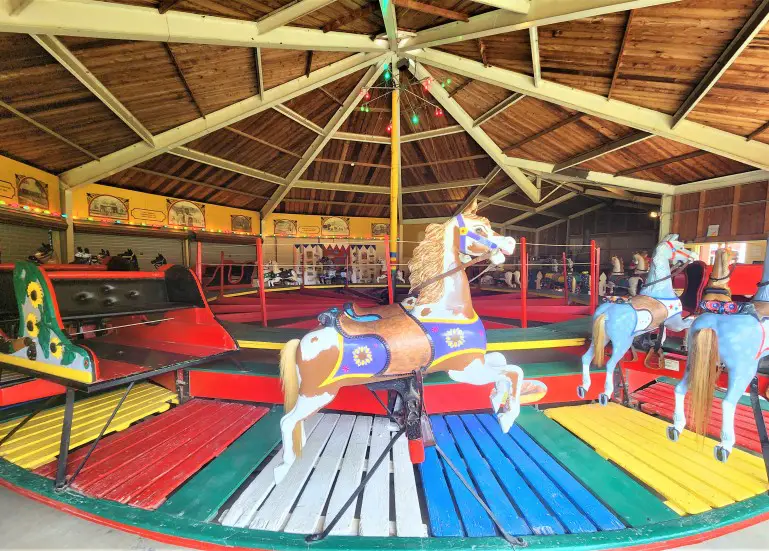 colorful and handmade horses on a carousel in Abilene kansas