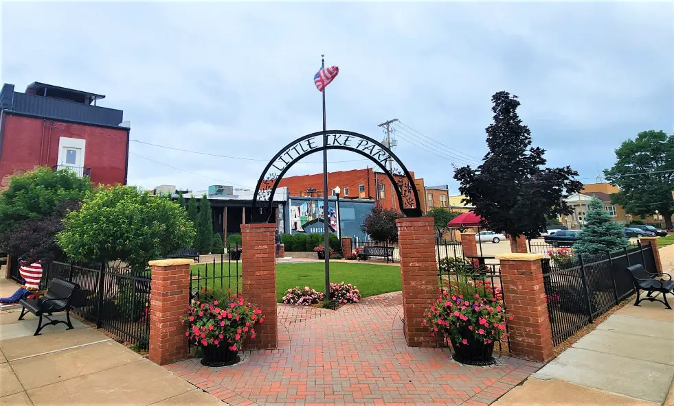 entrance arch to green flower garden at Little Ike Park in Abilene Kansas