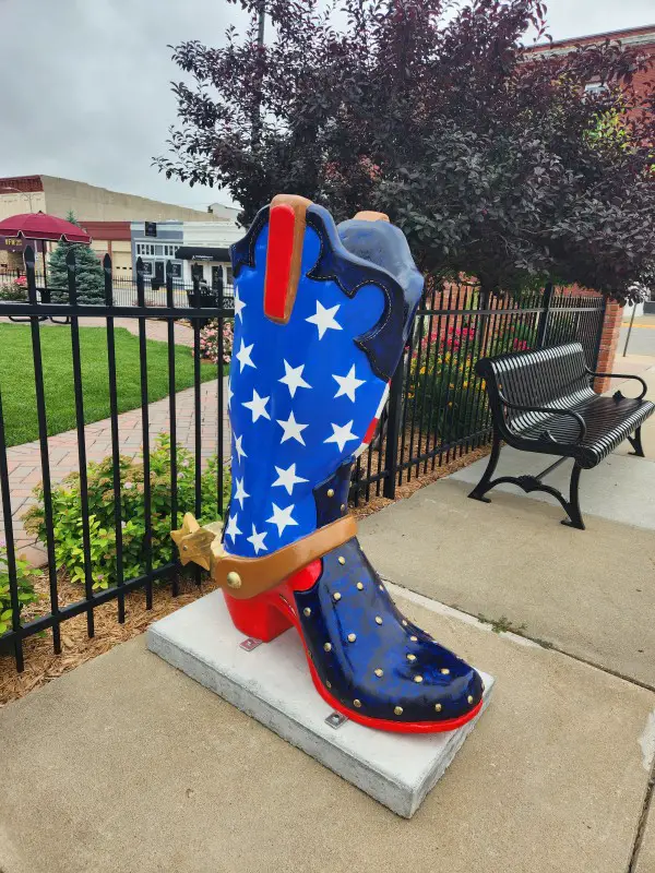 stars and stripes painted cowboy boot in Abilene Kansas