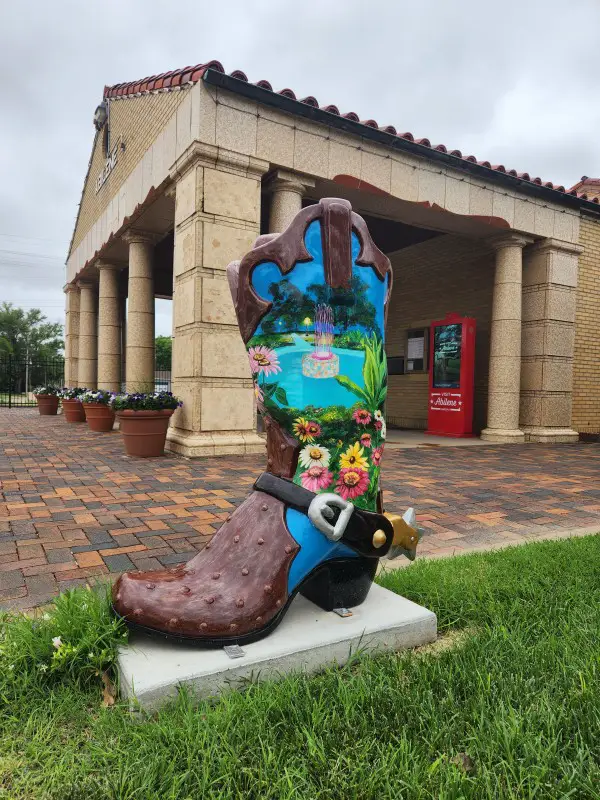 colorful painted cowboy boot in downtown Abilene Kansas