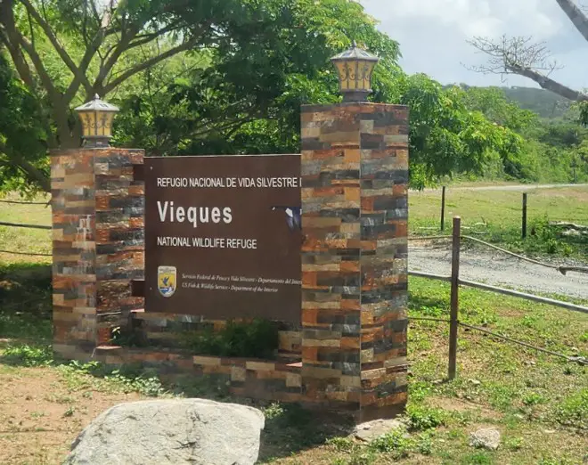 Sign for the Vieques National Wildlife Refuge in Puerto Rico