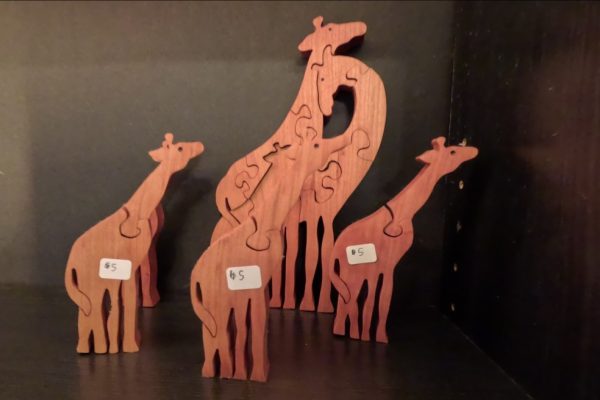 4 wooden giraffe puzzles Teaberry in Amish country in Indiana