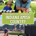 Amishat a table selling can goods and interacting with community in Amish Country Indiana