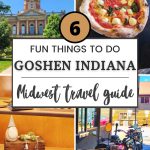 large building, pizza, motorcycles all in Goshen Indiana - pin