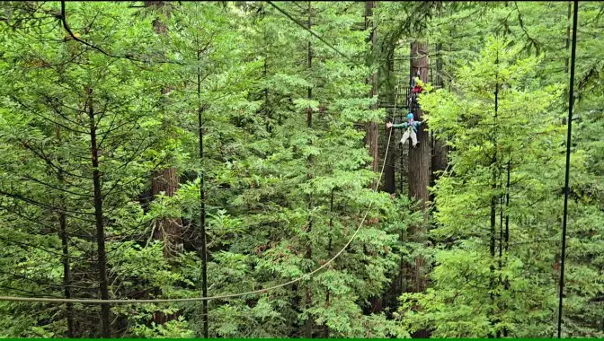 man with outstretched arms on a zipline