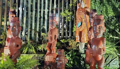 wooden carvings on a trip to Rotorua New Zealand